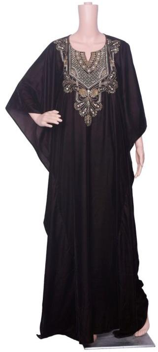 Black Embroidered Velvet Kaftan