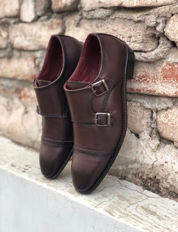 Handmade Double Monk Leather Shoes, for Mens Wear, Size : All Size