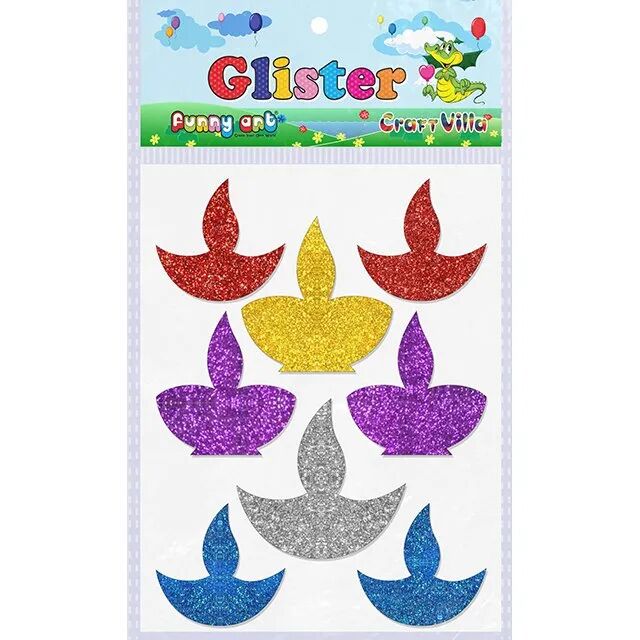 Glister Diya Glitter Sticker, Size : 6*8 inch