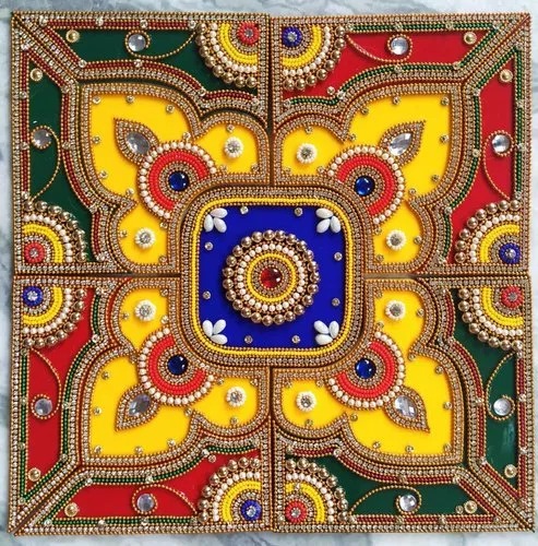 Multicolor Acrylic Square Rangoli