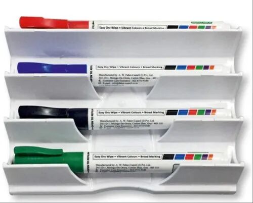 Rectangular Plastic Pen Tray, Color : White