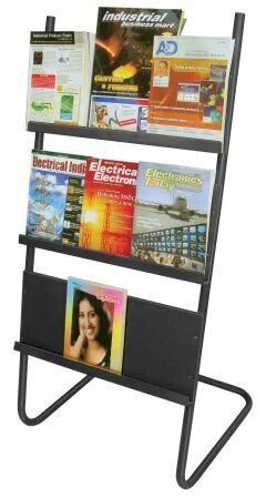 Brown / Black Steel Magazine Stand, Size : 650 mm x 500 mm x 1070 mm