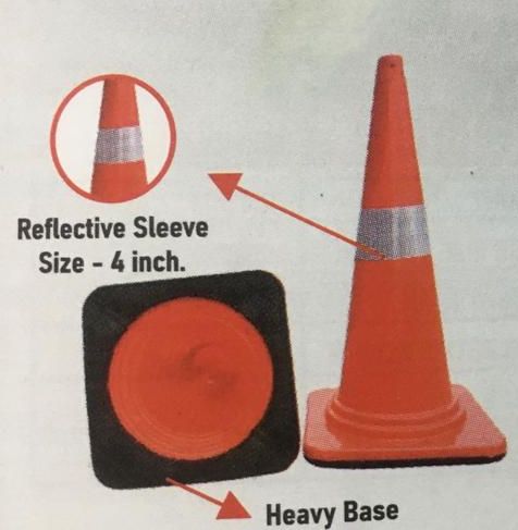 Red Safety Cone with Rubber Pad