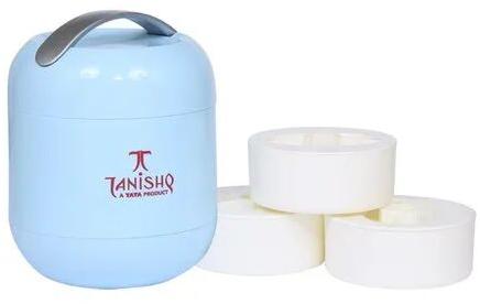 Round Plastic Promotional Lunch Box, Color : Light Blue