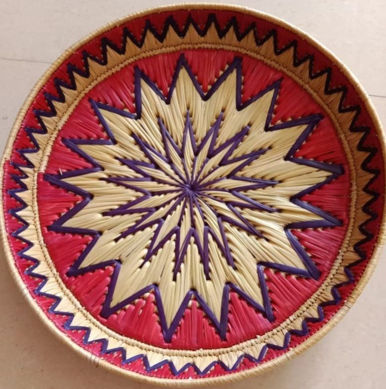 Handcrafted Multicolour Moonj Grass Tray