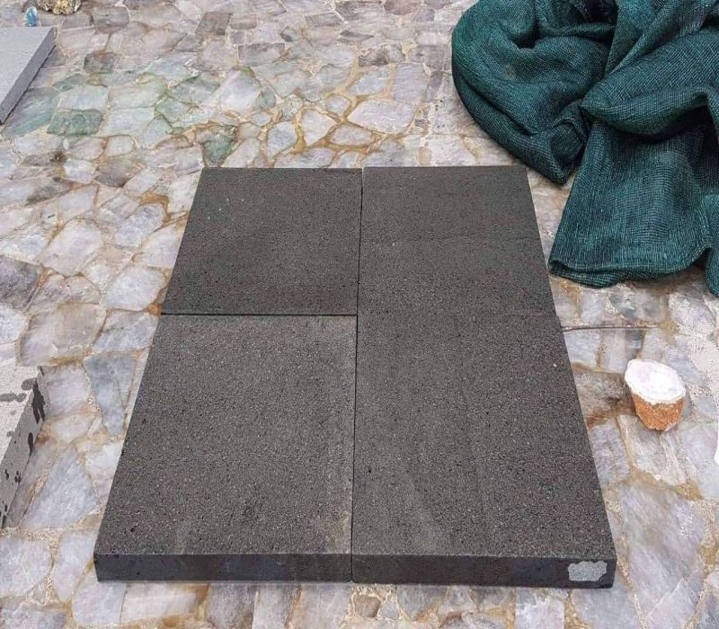 Black Shot Blast Basalt Stone, for Flooring, Hotel Slab, Office Slab, Restaurant Slab, Size : 12x12ft