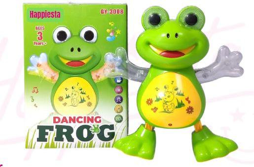 Green Plastic Dancing Frog Toy, for Kids Playing, Feature : Light Weight