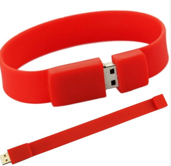 Red Silicon Wrist Band Pen Drive, Packaging Type : Box