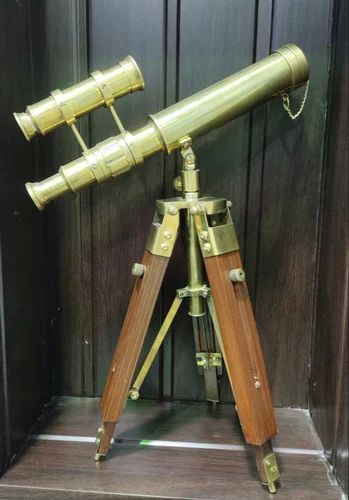 Wooden Tripod Brass Nautical Telescope
