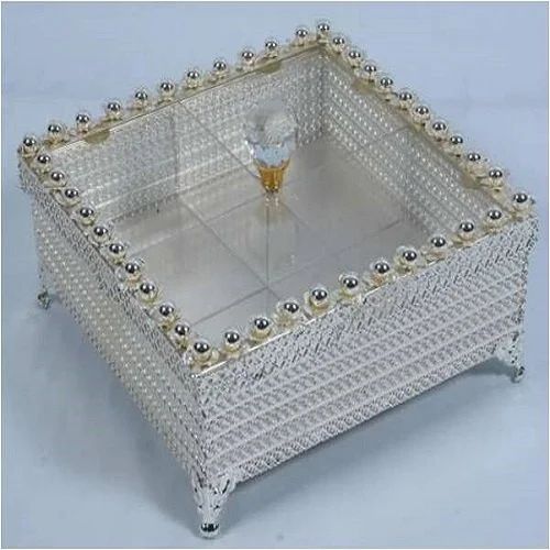 Silver Iron Decorative Square Gifting Box