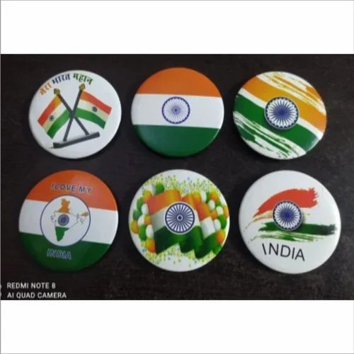 Round Printed Metal Indian Magnetic Badge, for Pockets