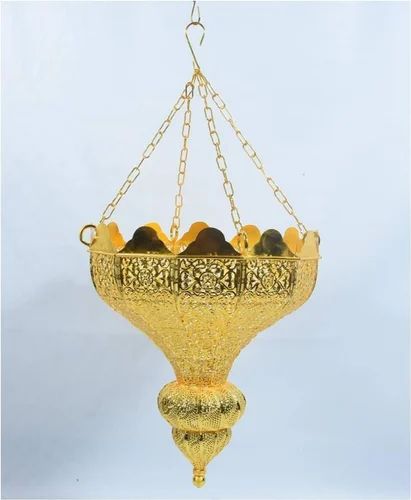 Golden Gold Plating Iron Hanging Lantern, For Decoration