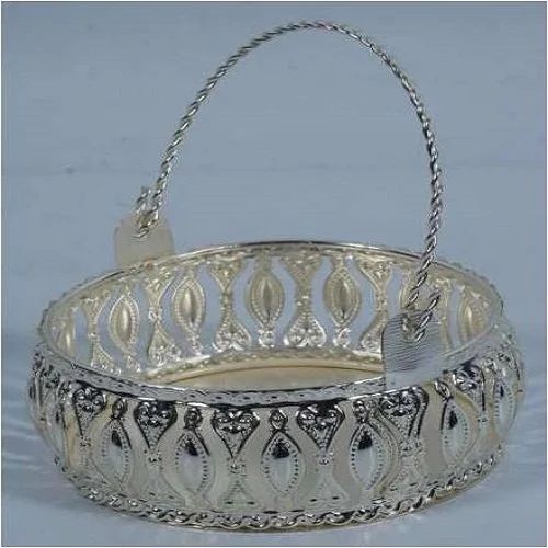 Round Mini Silver Decorative Gifting Basket