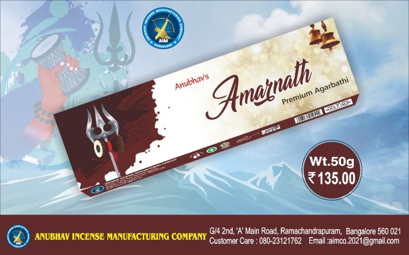 Incense Stick Multiweight Amarnath 50 Gms, For Pooja, Church, Temples, Home, Packaging Type : Paper Box