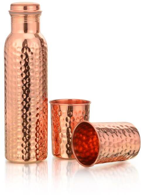 Round Hammered Copper Bottle, for Drinking Water, Capacity : 1000 ML