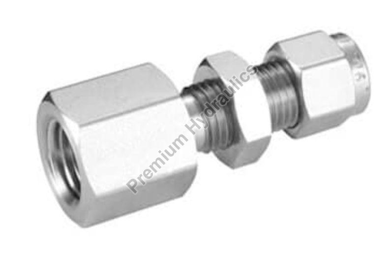 Polished Stainless Steel Bulkhead Female Connector, for Gas Pipe, Hydraulic Pipe, Pneumatic, Structure Pipe