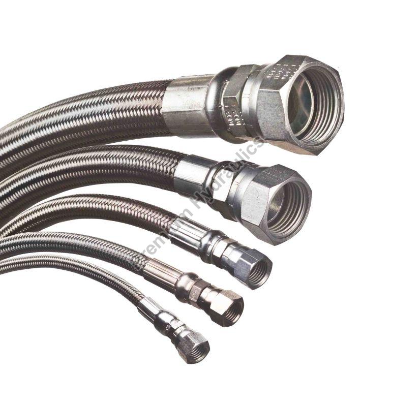 Silver High Round Stainless Steel Flexible Hydraulic Hose Pipe, for Plumbing, Packaging Type : Packet