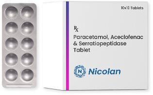  aceclofenac paracetamol serratiopeptidase tablet, Packaging Type : Alu Alu