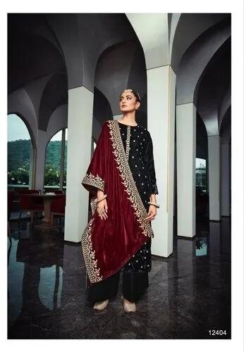 Designer Embrodiery Velvet Suit, Occasion : Party Wear