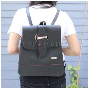 PU Leather Black Backpack Bag