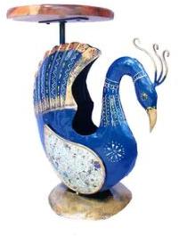 Elegant Peacock Figurine Side Stool
