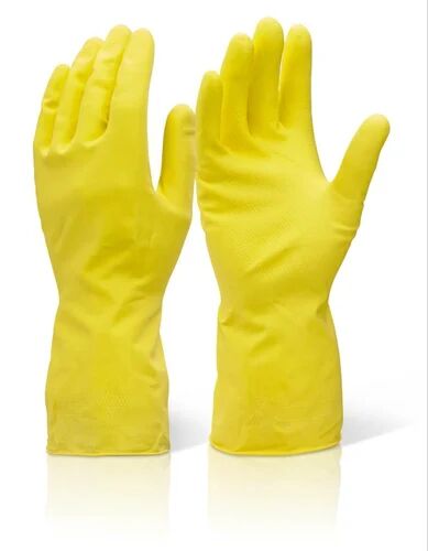 Rubber hand gloves, for safety, Pattern : Plain
