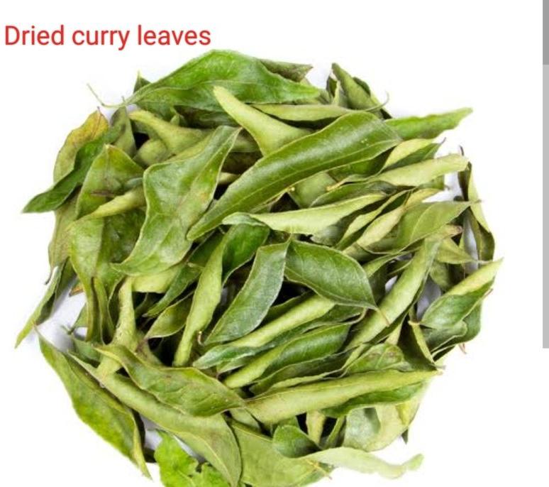 Green Raw Organic Dried Curry Leaves, for Cooking, Shelf Life : 6 Month