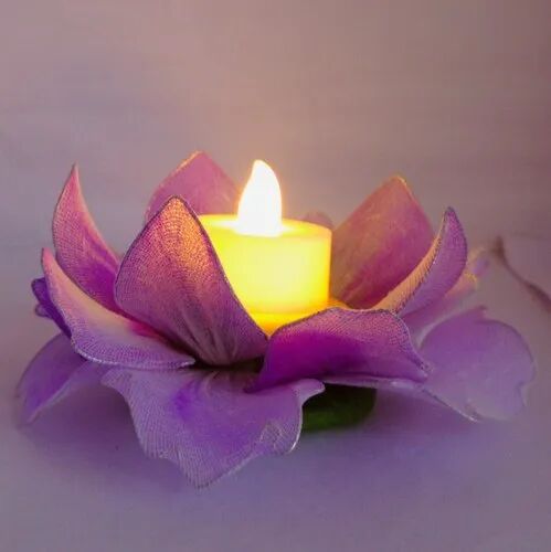 Flower Artificial Floral Candle Holder, Color : Purple