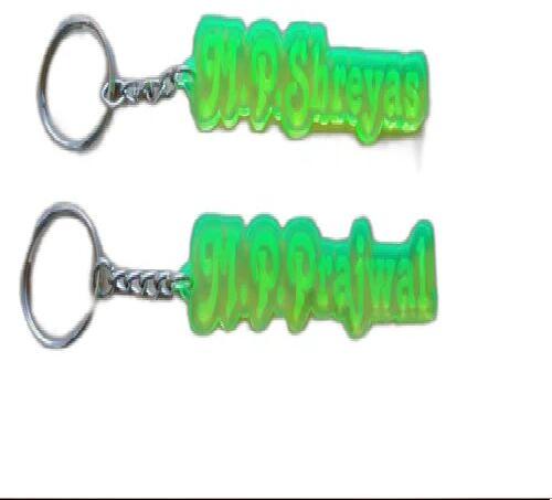 Plain Acrylic Engraved Keychains, Color : Green