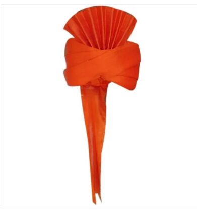 Orange Cotton Pagdi, Pattern : Plain