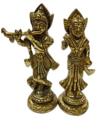Brass Radha Krishna Statue, Packaging Type : Box