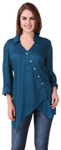  Plain Full Sleeves Blue Top, Size : XL, Large