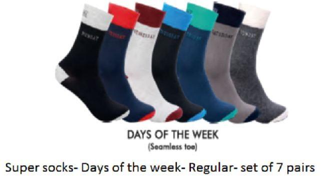 Men's socks- Days of week- Regular - set of 7 pairs