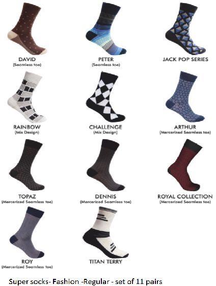 Men's socks- Fashion - Regular - set of 11 pairs.