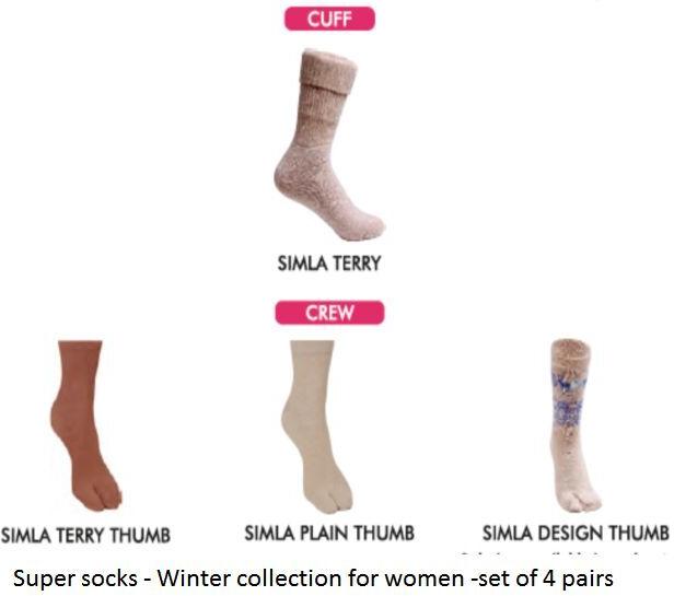 Women's socks- winter collection for women - set of 4 pairs