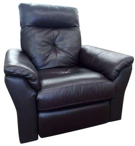 Leather Single Seater Recliner Sofa, for Home, Color : Black