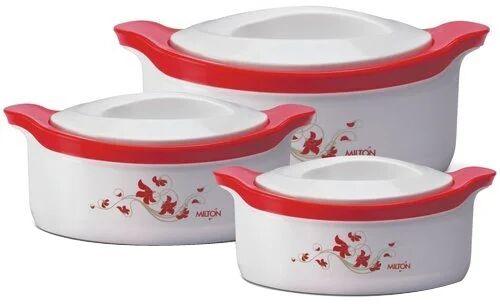 Plastic Casserole Set, Color : Red, White