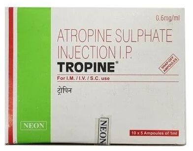 Atropine Sulphate Injection, Packaging Size : 10x5Ampoules of 1ml