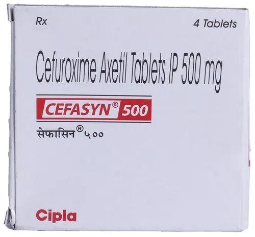 Cefasyn 500 Cefuroxime Axetil Tablets, Packaging Type : Box