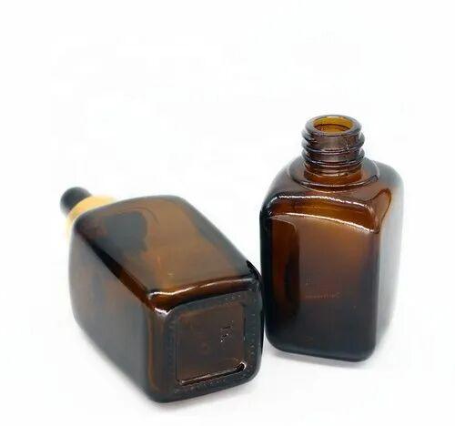 Amber Square Glass Bottle