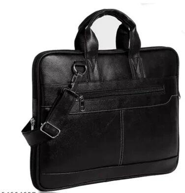 Leather laptop bag, Color : Black