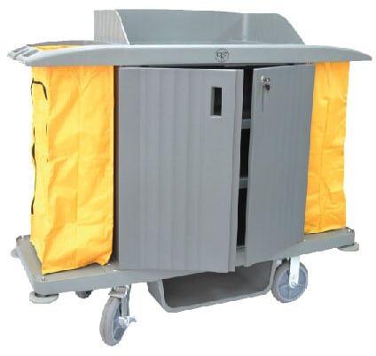 Plastic Housekeeping Service Trolley, Color : Yellow Grey