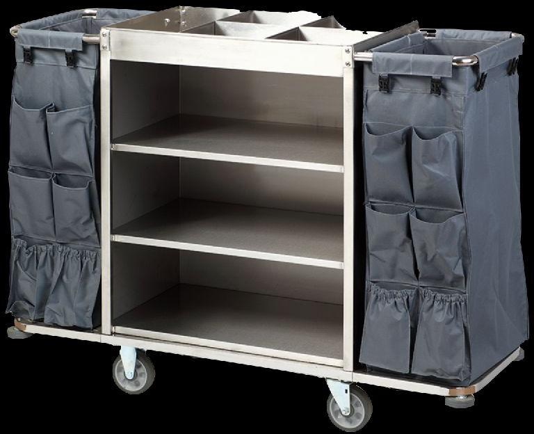 Stainless steel Housekeeping Service Trolley, for Hotel, Office Building, Super Market, Color : Gray