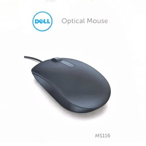 Plastic Dell Wired Mouse, Color : Black