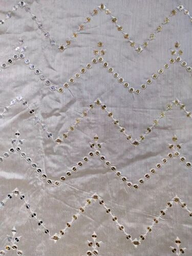Grey Cotton Embroidered Fabric, Width : 40 inches /102cm