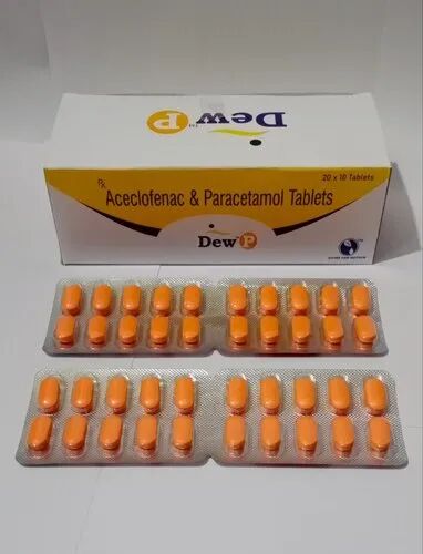 Aceclofenac Paracetamol Tablets, Packaging Size : 20*10