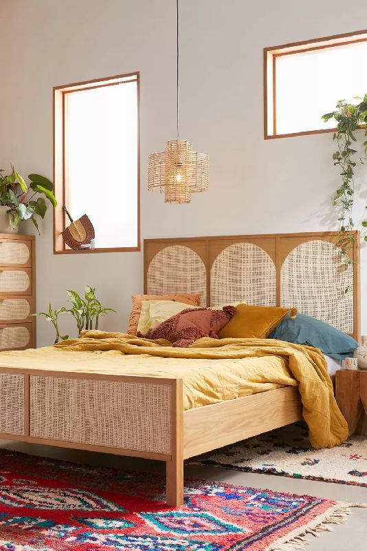 rattan cane bed headboard panel