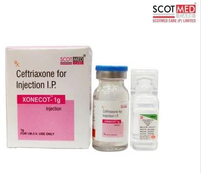 Xonecot-1gm ceftriaxone injection, Packaging Type : Vial