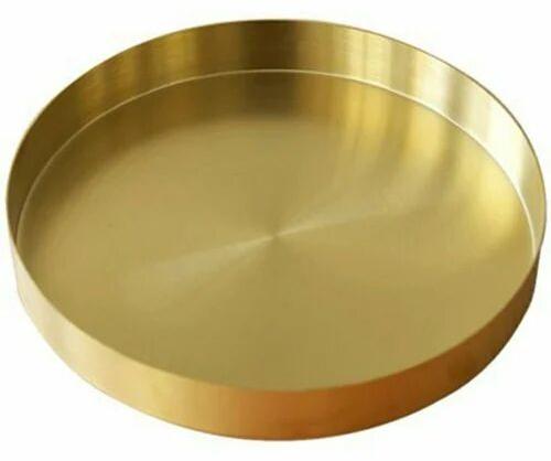 Brass Round Tray, Shape : Circular