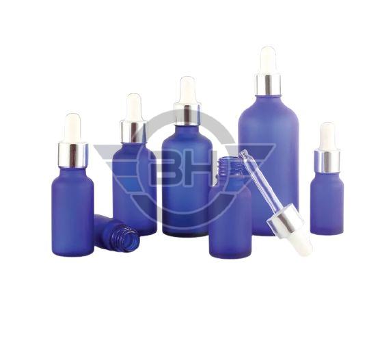 Blue Frosted Glass Dropper Bottle